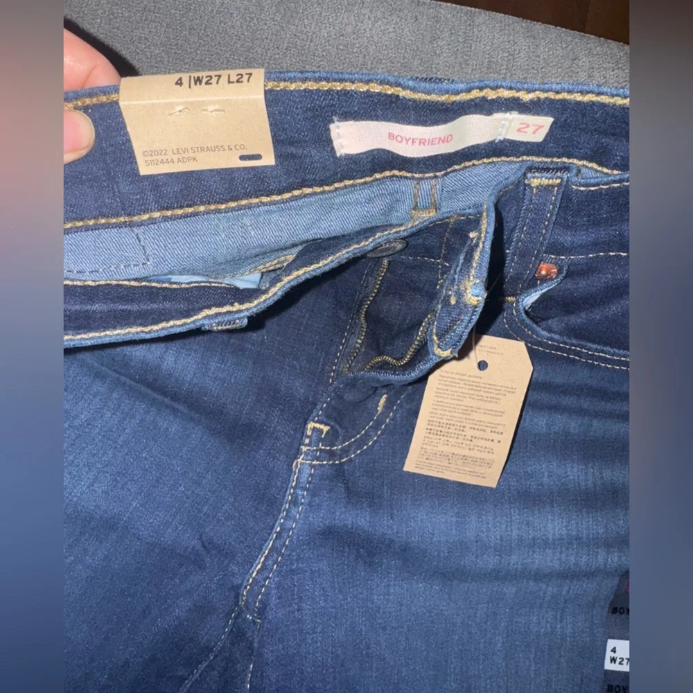 Womens Levis Boyfriend Mid Rise Cobalt Layer Blue Jeans - Picture 3 of 4